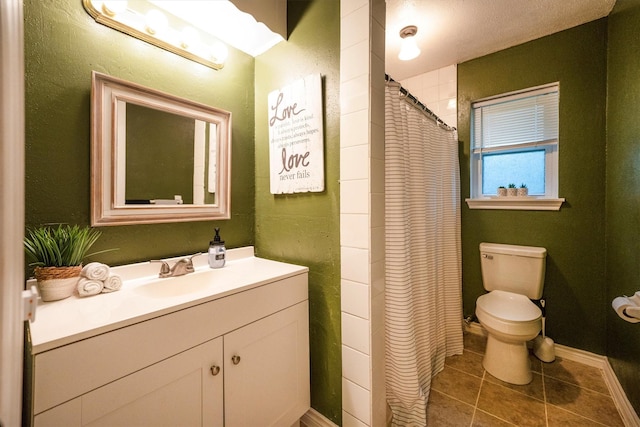15638 Charolais Dr, Cypress, TX 77429 - full bathroom with tile patterned floors, vanity, and a shower with curtain