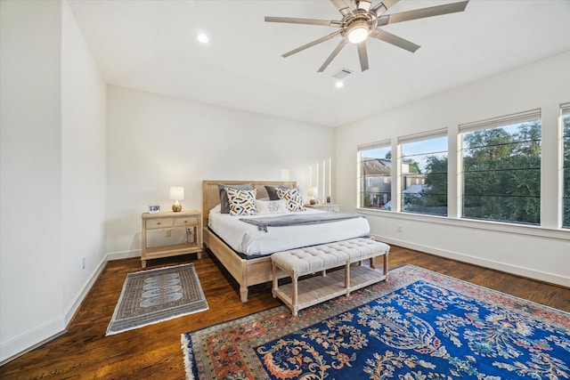 6410 Rodrigo St Unit B, Houston, TX 77007 - bedroom featuring wood finished floors, recessed lighting, and a ceiling fan
