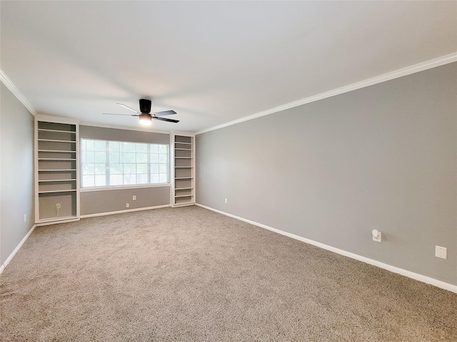 2600 Bellefontaine St Unit A21, Houston, TX 77025 - spare room with a ceiling fan, crown molding, and carpet