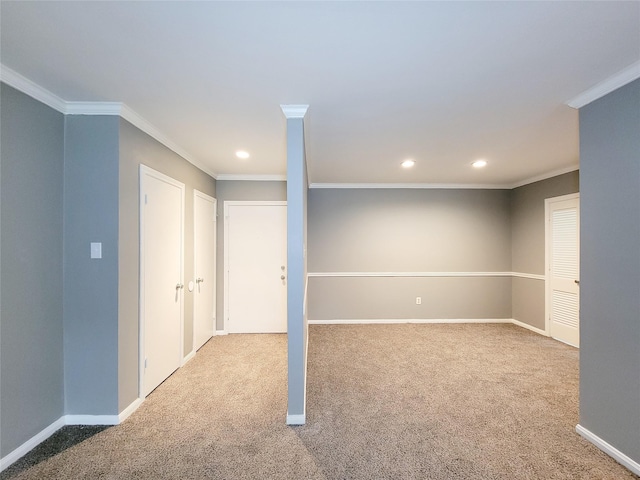 2600 Bellefontaine St Unit A21, Houston, TX 77025 - basement with carpet flooring, recessed lighting, and ornamental molding