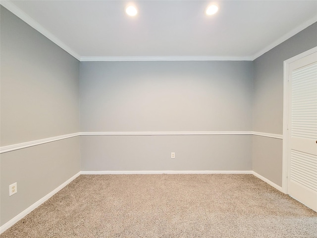 2600 Bellefontaine St Unit A21, Houston, TX 77025 - empty room with carpet flooring, crown molding, and recessed lighting