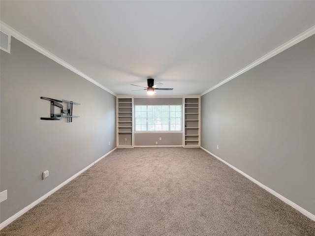 2600 Bellefontaine St Unit A21, Houston, TX 77025 - carpeted spare room featuring ceiling fan and crown molding