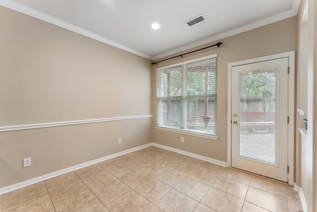 31 N Winterport Cir, The Woodlands, TX 77382 - unfurnished room with crown molding, light tile patterned floors, and recessed lighting