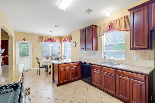 3705 Canterbury Park Dr, Pearland, TX 77584 - kitchen with black dishwasher, healthy amount of natural light, and backsplash