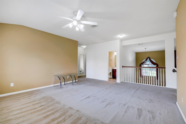 3705 Canterbury Park Dr, Pearland, TX 77584 - spare room with attic access, a ceiling fan, and carpet floors