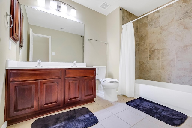 3705 Canterbury Park Dr, Pearland, TX 77584 - full bathroom featuring tile patterned floors, vanity, and shower / tub combo with curtain