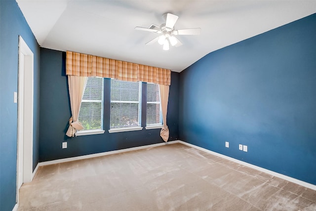 3705 Canterbury Park Dr, Pearland, TX 77584 - empty room featuring vaulted ceiling, a ceiling fan, and carpet floors