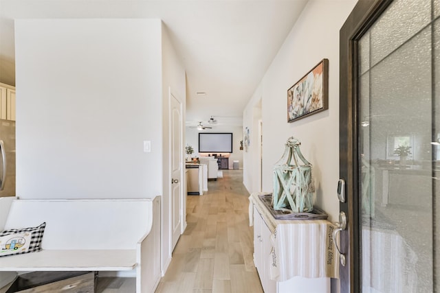 24218 Birchwood Creek Ct, Spring, TX 77389 - hallway with light wood finished floors