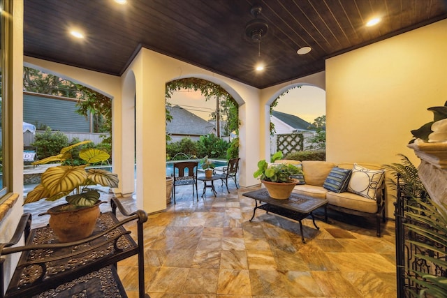 7614 Brykerwoods Dr, Houston, TX 77055 - view of patio / terrace with outdoor lounge area and an outdoor pool