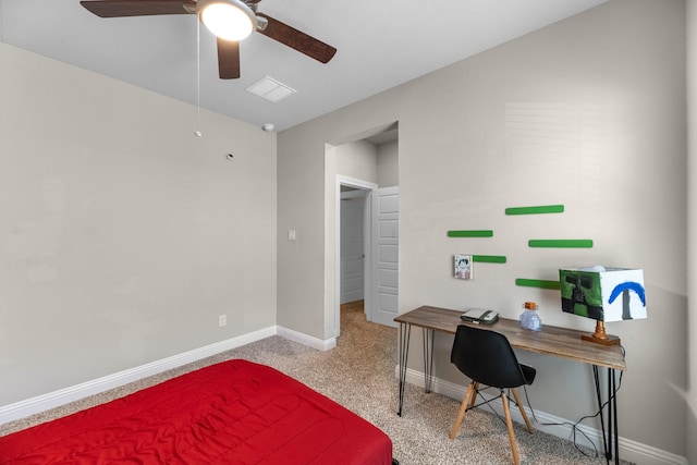 1926 Kingston Meadow Ln, Katy, TX 77494 - bedroom with carpet flooring, a ceiling fan, and a desk