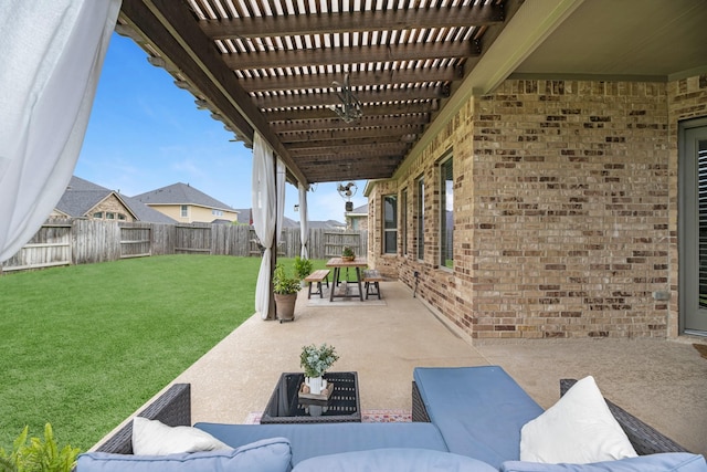 1926 Kingston Meadow Ln, Katy, TX 77494 - fenced backyard with a pergola, a patio area, and an outdoor living space