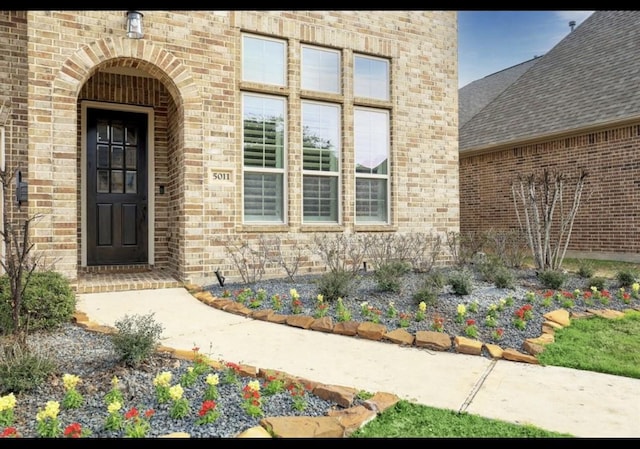 5011 Anthony Springs Ln, Sugar Land, TX 77479 - entrance to property featuring brick siding and roof with shingles