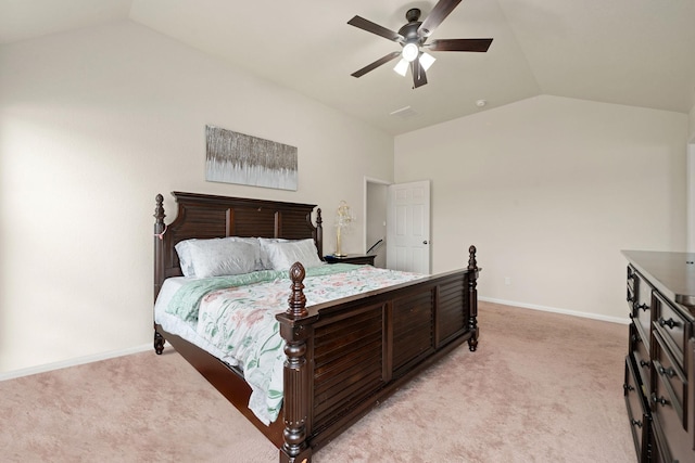 14722 Ruddy Duck Ln, Houston, TX 77049 - bedroom with lofted ceiling, light colored carpet, and ceiling fan