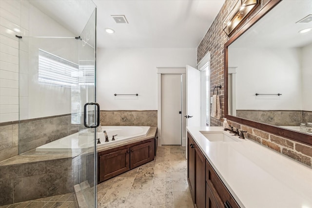 1422 Rosedale St, Houston, TX 77004 - bathroom featuring a bath, vanity, and a shower stall