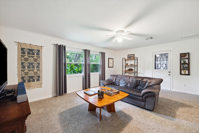 2110 Chippendale Rd, Houston, TX 77018 - living area featuring carpet, a ceiling fan, and a desk
