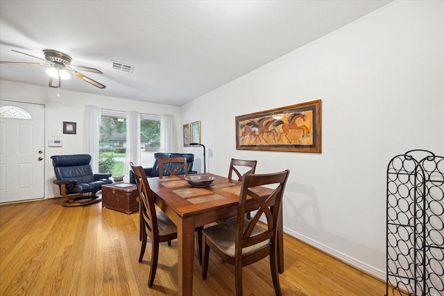 2110 Chippendale Rd, Houston, TX 77018 - dining space featuring light wood-style floors and a ceiling fan