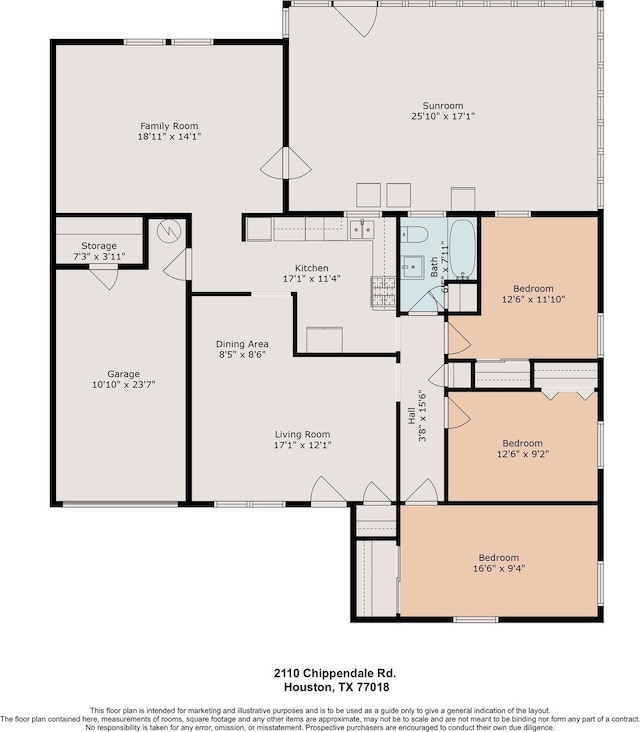 2110 Chippendale Rd, Houston, TX 77018 - view of property floor plan