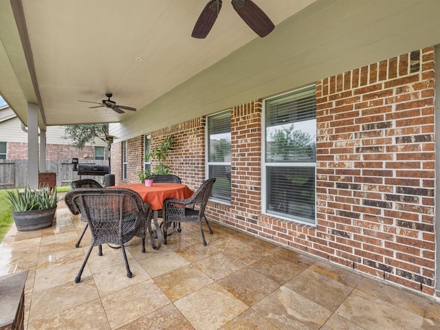 3310 Compass Ct, Conroe, TX 77301 - view of patio / terrace with a ceiling fan and outdoor dining space
