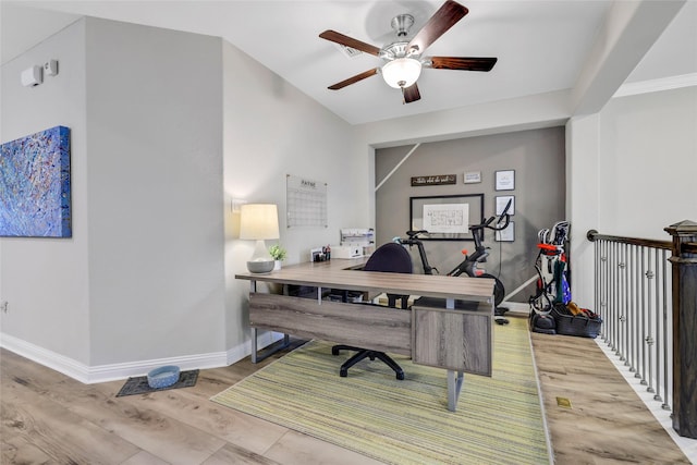 1002 Shepherd Oaks Dr, Houston, TX 77018 - office space with ceiling fan and wood finished floors
