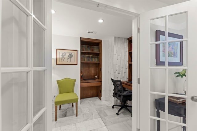 5555 Del Monte Dr Unit T24, Houston, TX 77056 - office featuring light marble finish floors and recessed lighting