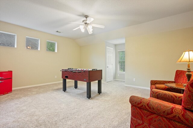 5222 Arcadia Glen Ln, Katy, TX 77494 - rec room featuring a ceiling fan and light colored carpet
