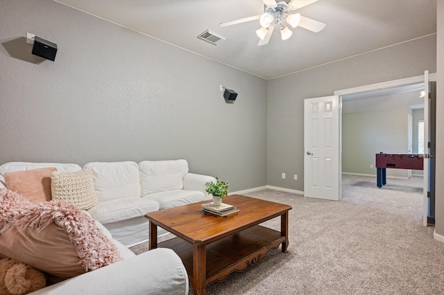 5222 Arcadia Glen Ln, Katy, TX 77494 - living room featuring ceiling fan and light carpet