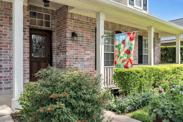 31322 Capella Cir, Tomball, TX 77375 - view of exterior entry with a porch and brick siding