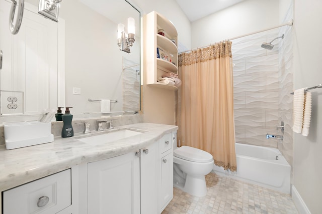 9761 Westview Dr, Houston, TX 77055 - full bathroom featuring vanity and shower / bathtub combination with curtain