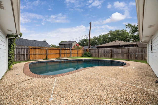2902 Triway Ln, Houston, TX 77043 - view of swimming pool with a fenced backyard, a patio, and a pool with connected hot tub