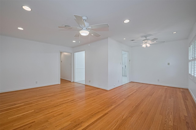 5049 De Milo Dr, Houston, TX 77092 - unfurnished room featuring ceiling fan, recessed lighting, and light wood finished floors