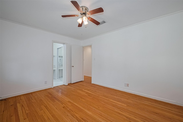 5049 De Milo Dr, Houston, TX 77092 - unfurnished room with a ceiling fan, light wood-style flooring, and ornamental molding