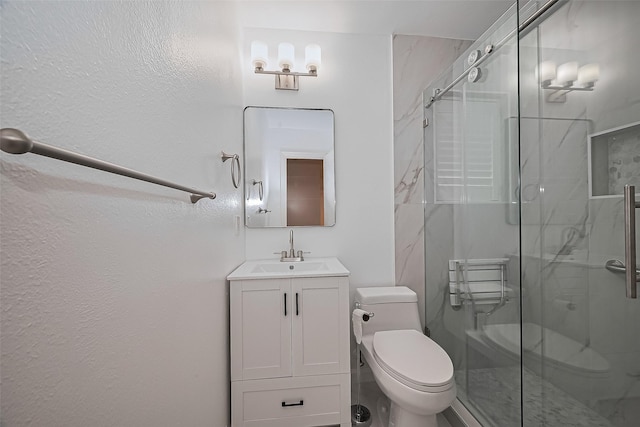 5049 De Milo Dr, Houston, TX 77092 - full bathroom featuring a stall shower and vanity