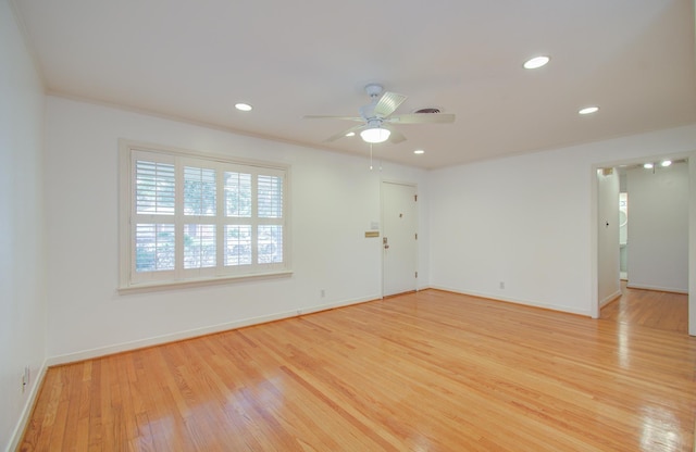 5049 De Milo Dr, Houston, TX 77092 - unfurnished room featuring light wood-type flooring, recessed lighting, and a ceiling fan