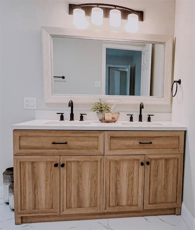 4521 Kingsbury St, Houston, TX 77021 - bathroom with double vanity and marble finish flooring