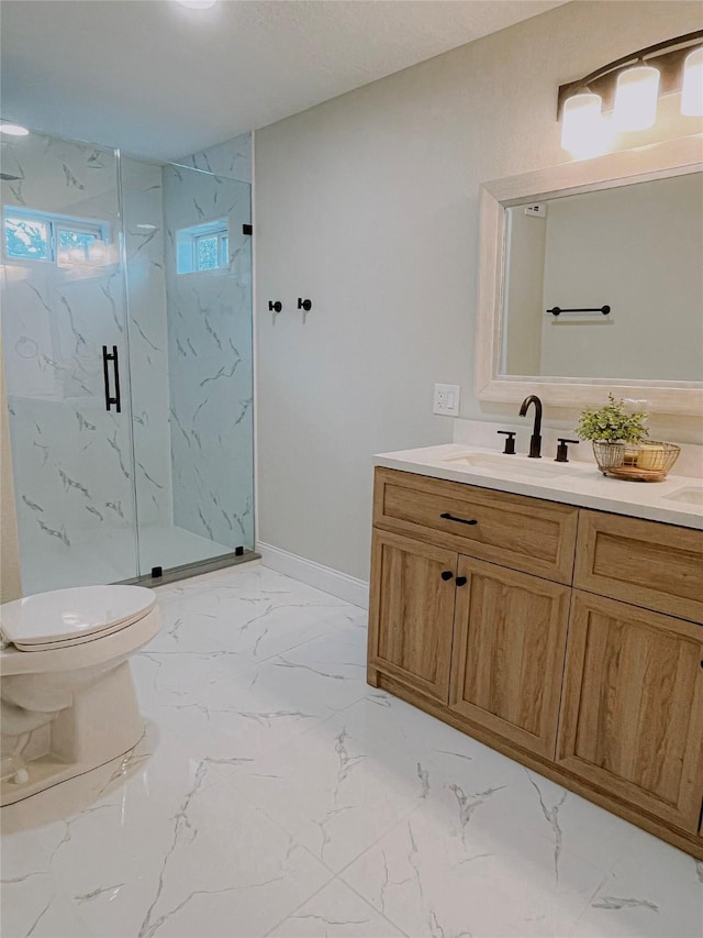 4521 Kingsbury St, Houston, TX 77021 - full bath with a marble finish shower, vanity, and marble finish floors