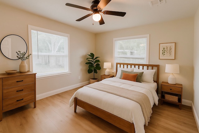 4521 Kingsbury St, Houston, TX 77021 - bedroom with light wood-style floors and a ceiling fan