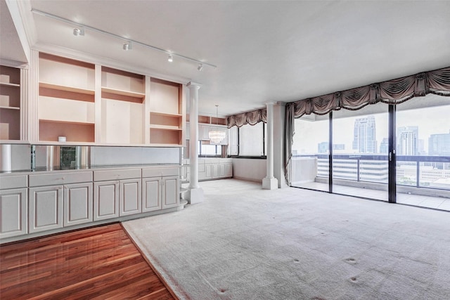 49 Briar Hollow Ln Unit 1801, Houston, TX 77027 - unfurnished living room featuring track lighting and carpet flooring