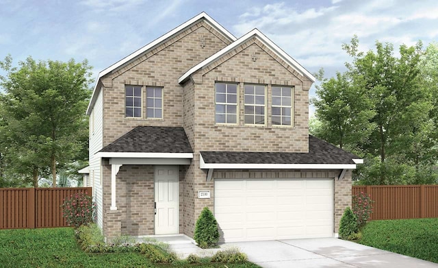 4446 Azalea Blossom Rd, Pinehurst, TX 77362 - view of front of property with an attached garage, concrete driveway, brick siding, and roof with shingles