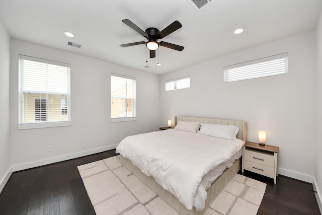 5502 Wheatley St Unit B, Houston, TX 77091 - bedroom with recessed lighting, wood finished floors, and a ceiling fan