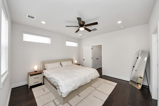 5502 Wheatley St Unit B, Houston, TX 77091 - bedroom featuring wood finished floors, recessed lighting, and a ceiling fan