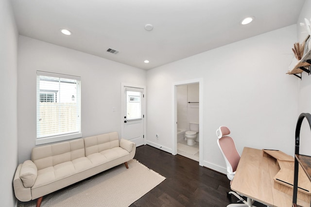 5502 Wheatley St Unit B, Houston, TX 77091 - office with dark wood-style flooring, plenty of natural light, and recessed lighting