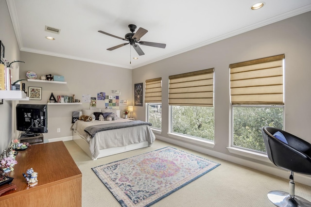 1013 Crocker St, Houston, TX 77019 - bedroom featuring carpet flooring, recessed lighting, and ornamental molding