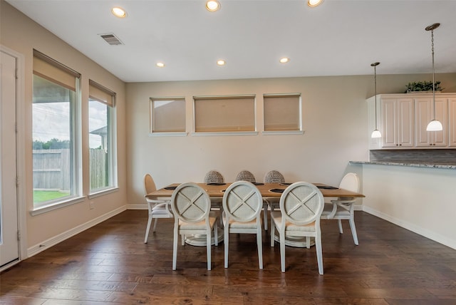 14062 Dunsmore Landing Dr, Houston, TX 77059 - dining space featuring dark wood-style floors and recessed lighting