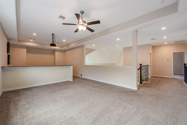 14062 Dunsmore Landing Dr, Houston, TX 77059 - spare room with carpet, recessed lighting, a ceiling fan, a smoke detector, and a raised ceiling