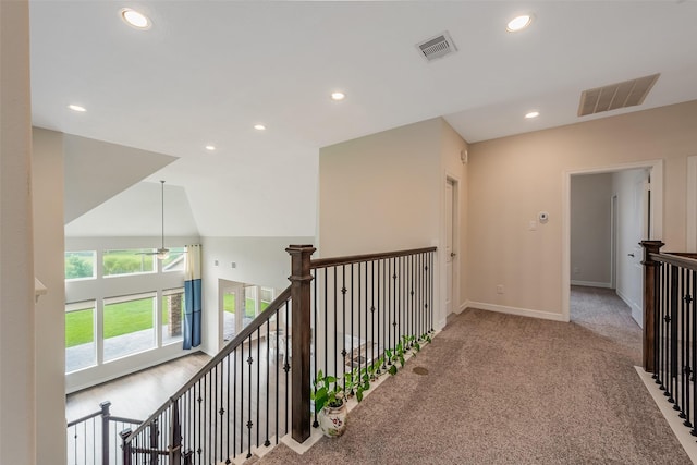 14062 Dunsmore Landing Dr, Houston, TX 77059 - corridor featuring carpet, recessed lighting, and an upstairs landing