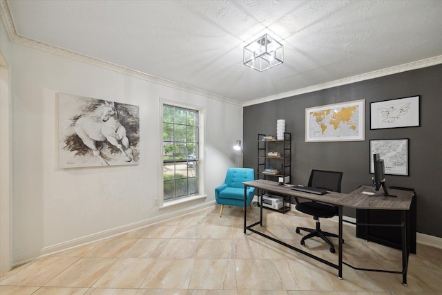 1643 Fall Valley Dr, Houston, TX 77077 - home office with baseboards and ornamental molding