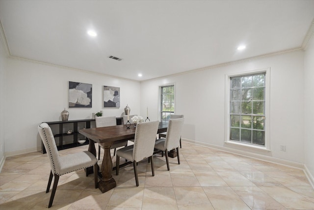 1643 Fall Valley Dr, Houston, TX 77077 - dining area with crown molding, healthy amount of natural light, and recessed lighting