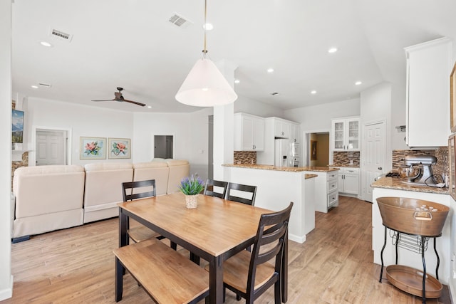 21403 Wild Jasmine Ln, Katy, TX 77450 - dining area with recessed lighting, ceiling fan, and light wood-style flooring