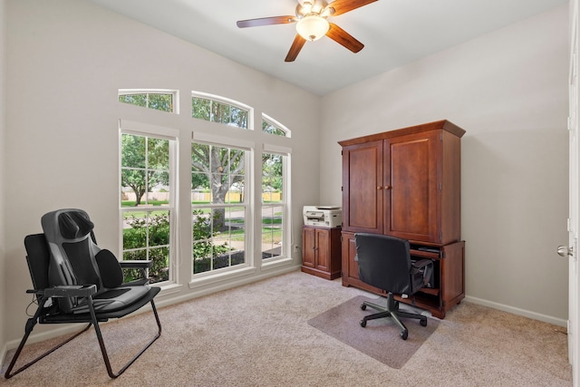 21403 Wild Jasmine Ln, Katy, TX 77450 - office featuring a ceiling fan and light colored carpet