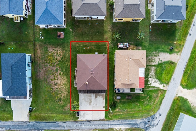 989 Biscayne, Crystal Beach, TX 77650 - aerial perspective of suburban area with property parcel outlined